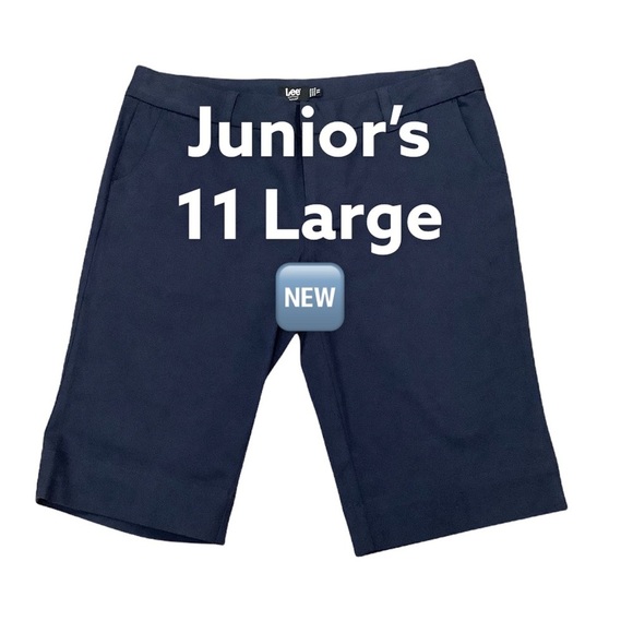 Junior's Lee Uniforms 11 Large Shorts Chino Khakis Bermuda Stretch Navy Blue NWT - Picture 2 of 11